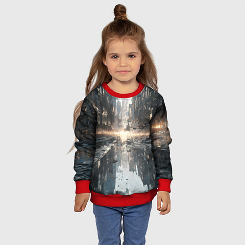 Детский свитшот Сюрреализм абстракция / 3D-Красный – фото 4