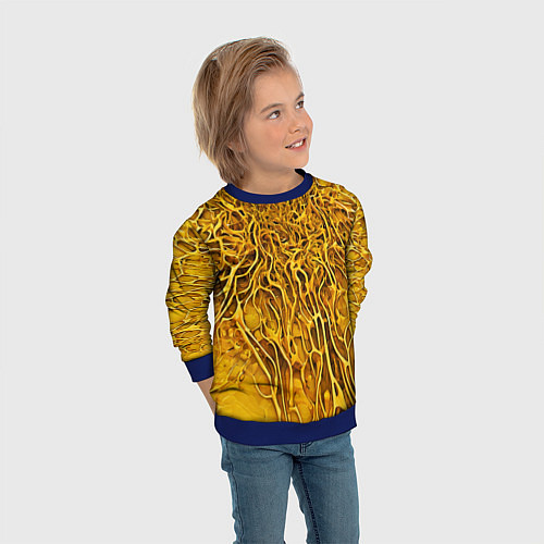 Детский свитшот Жёлтый симбионт абстракция / 3D-Синий – фото 3