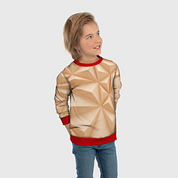 Свитшот детский Бежевые полигональные фигуры, цвет: 3D-красный — фото 2