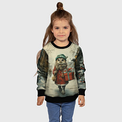 Свитшот детский Сова с подарком, цвет: 3D-черный — фото 2