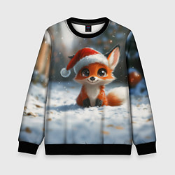 Свитшот детский Новогодняя милая лисичка, цвет: 3D-черный