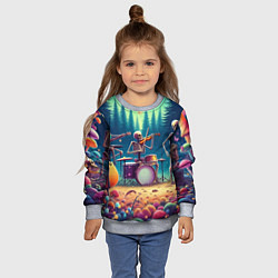 Свитшот детский Группа скелетов даёт концерт под грибами, цвет: 3D-меланж — фото 2