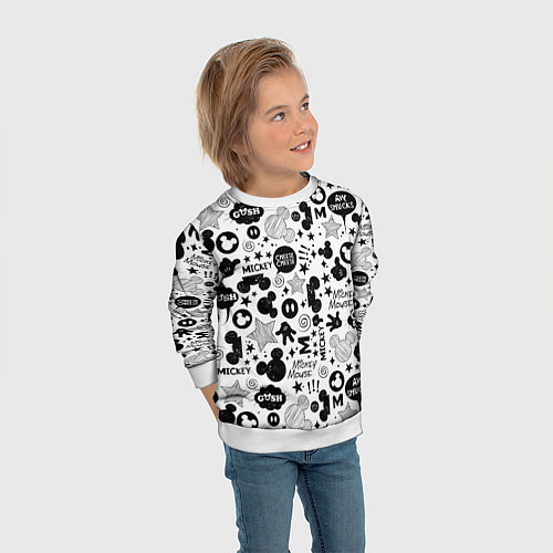 Детский свитшот Микки Маус узор / 3D-Белый – фото 3