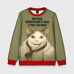 Свитшот детский Мемный кот бу испугался, цвет: 3D-красный