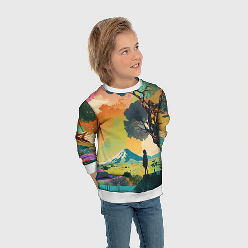 Детский свитшот На природе абстракция / 3D-Белый – фото 3