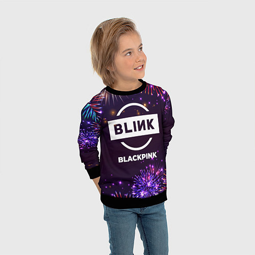Детский свитшот Праздничный Blackpink / 3D-Черный – фото 3