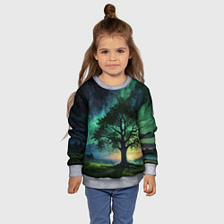 Свитшот детский Дерево под северным сиянием, цвет: 3D-меланж — фото 2