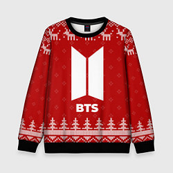 Свитшот детский Новогодний BTS с оленями, цвет: 3D-черный