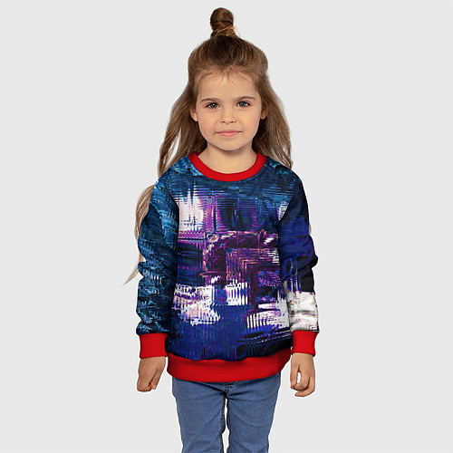 Детский свитшот Глитч текстура - искаженное пространство / 3D-Красный – фото 4