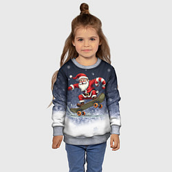 Свитшот детский Санта катается на скейте, цвет: 3D-меланж — фото 2