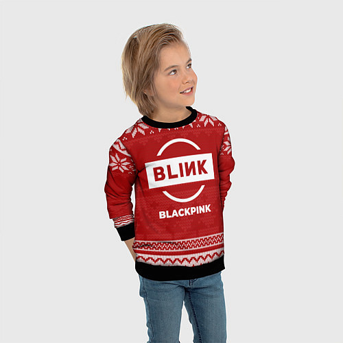 Детский свитшот Новогодний Blackpink / 3D-Черный – фото 3