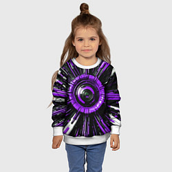 Свитшот детский Чёрно-фиолетовая сфера киберпанк, цвет: 3D-белый — фото 2