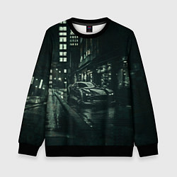 Свитшот детский Спорткар на тёмной улице, цвет: 3D-черный