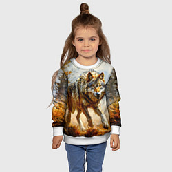 Свитшот детский Волк в осеннем лесу, цвет: 3D-белый — фото 2