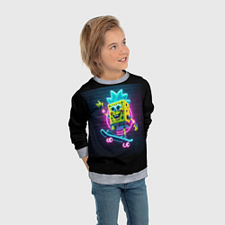 Свитшот детский Sponge Bob on a skateboard - ai art fantasy, цвет: 3D-меланж — фото 2