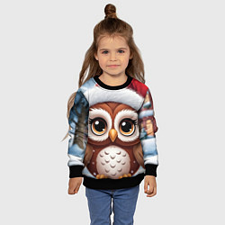 Свитшот детский Новогодний совенок, цвет: 3D-черный — фото 2