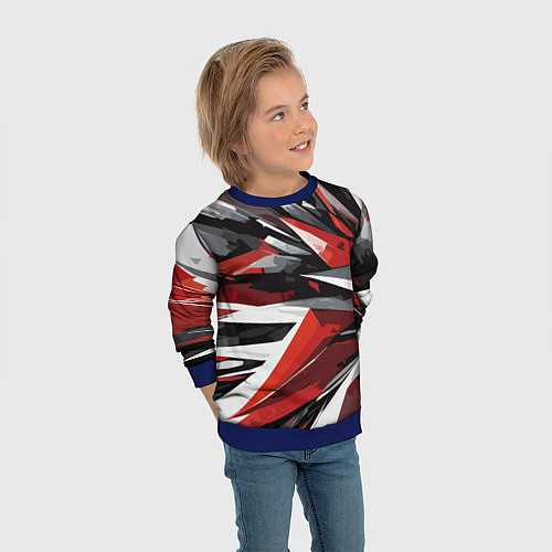 Детский свитшот Чёрно-красно-белая абстракция / 3D-Синий – фото 3