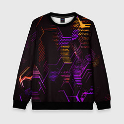 Детский свитшот Жёлто-фиолетовые точки и линии на чёрном фоне