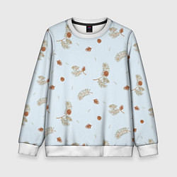 Свитшот детский Зимние ветки сосны и шишки, цвет: 3D-белый