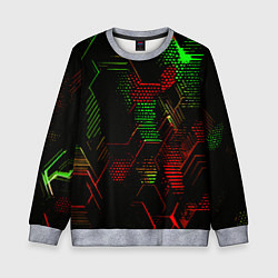 Детский свитшот Красно-зелёные точки и линии на чёрном фоне