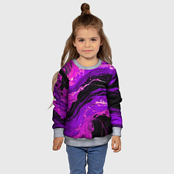 Свитшот детский Фиолетовые брызги на чёрном фоне, цвет: 3D-меланж — фото 2