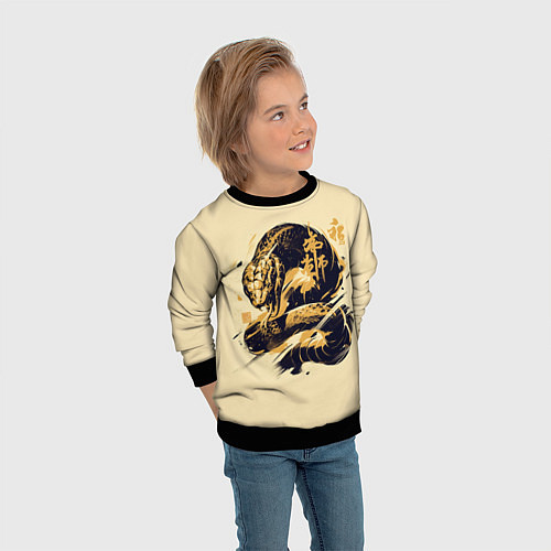 Детский свитшот Арт черной змеи / 3D-Черный – фото 3