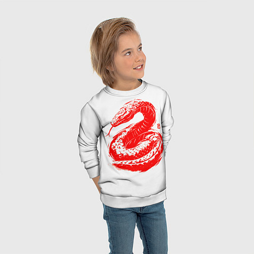 Детский свитшот Red japan serpent / 3D-Белый – фото 3