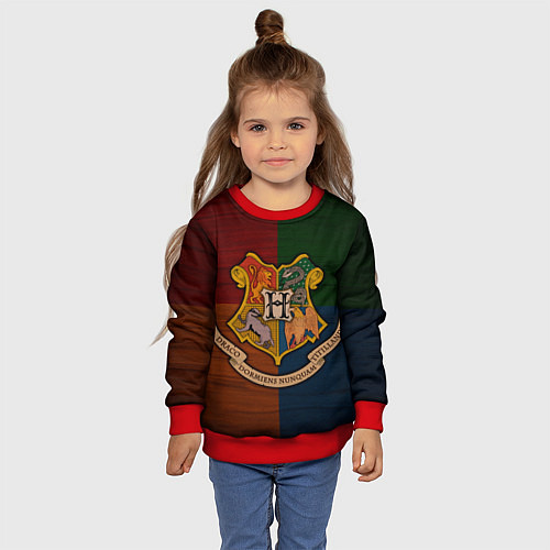 Детский свитшот Hogwarts emblem / 3D-Красный – фото 4