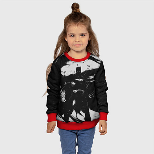 Детский свитшот Бэтмен - арт / 3D-Красный – фото 4