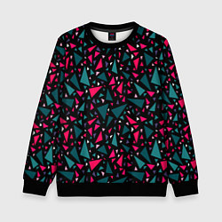 Детский свитшот Синие красные треугольники на черном фоне