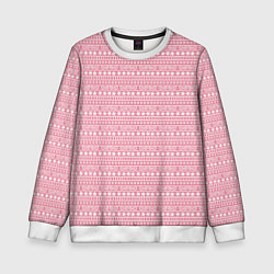 Свитшот детский Розовый с белым простой узор, цвет: 3D-белый