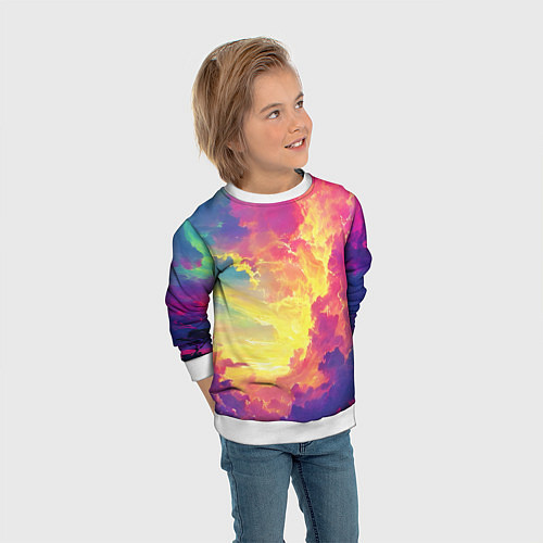 Детский свитшот Розовые облака на синем небе / 3D-Белый – фото 3