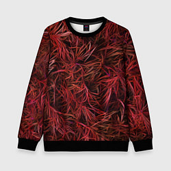 Детский свитшот Красная трава на чёрном фоне