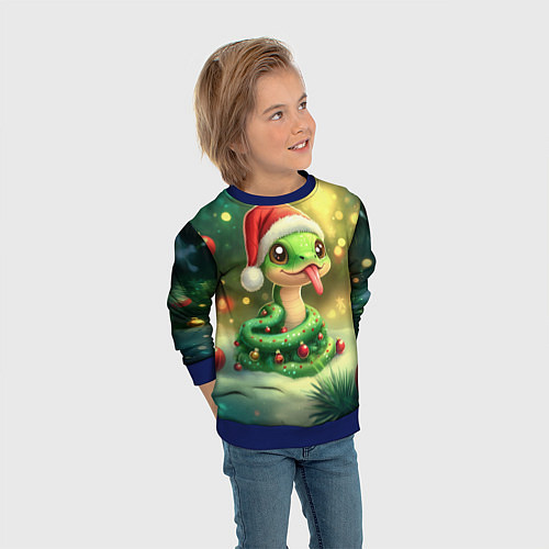 Детский свитшот Змейка показывает язык / 3D-Синий – фото 3