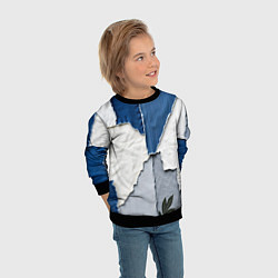 Свитшот детский Сине-белый пэчворк, цвет: 3D-черный — фото 2