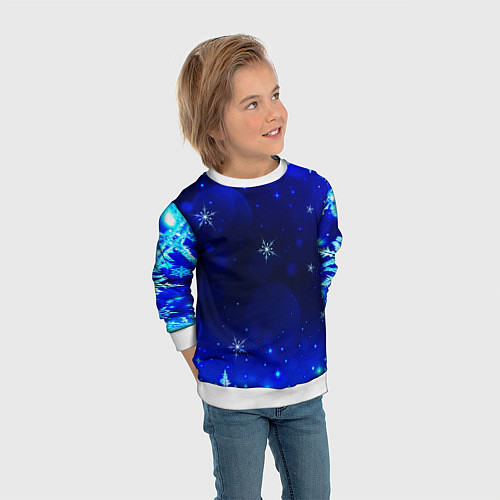 Детский свитшот Снежный узор / 3D-Белый – фото 3