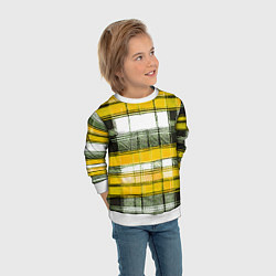 Свитшот детский Чёрные полосы на жёлто-белом фоне, цвет: 3D-белый — фото 2