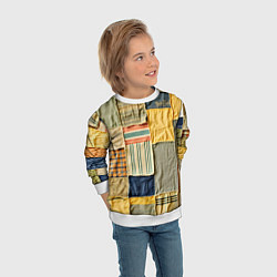 Свитшот детский Пэчворк в желтых оттенках, цвет: 3D-белый — фото 2