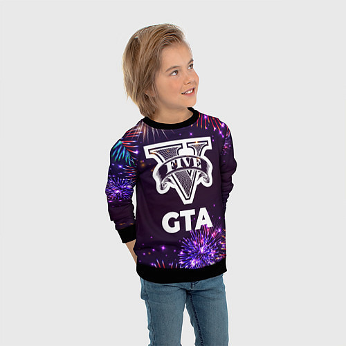Детский свитшот Праздничный GTA / 3D-Черный – фото 3