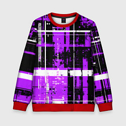 Детский свитшот Фиолетово-белый гранж на чёрном фоне