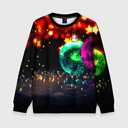 Свитшот детский Новогоднее свечение игрушек, цвет: 3D-черный