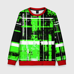 Детский свитшот Зелёно-белый гранж на чёрном фоне