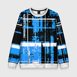 Детский свитшот Сине-белый гранж на чёрном фоне