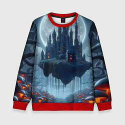 Детский свитшот Замок Дракулы и неоновые грибы - нейроарт фантазия
