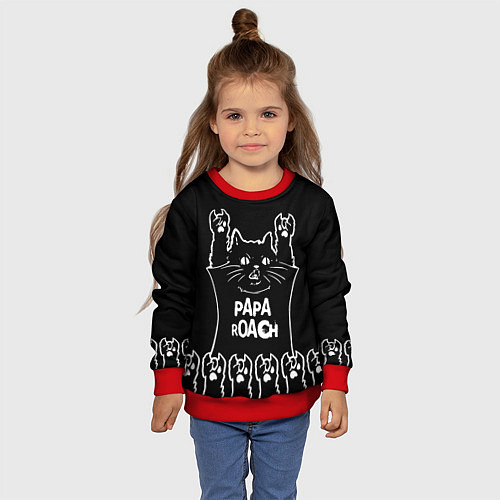 Детский свитшот Papa Roach: cat rock / 3D-Красный – фото 4