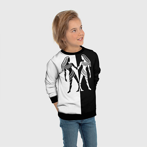Детский свитшот Близнецы чёрно-белое / 3D-Черный – фото 3