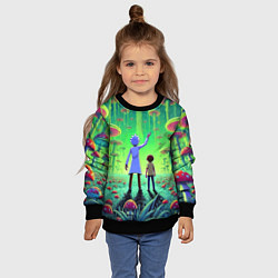 Свитшот детский Рик и Морти в лесу гигантских грибов - неоновое св, цвет: 3D-черный — фото 2