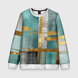 Детский свитшот Узоры акварелью бирюзового и золотого цвета