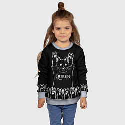 Свитшот детский Queen: cat rock, цвет: 3D-меланж — фото 2