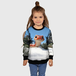 Свитшот детский Удивленная новогодняя змейка, цвет: 3D-черный — фото 2